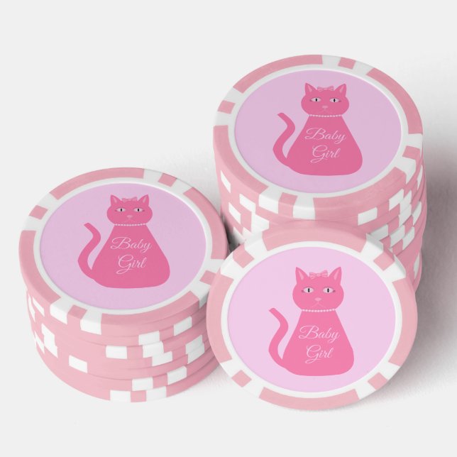 Jetons De Poker Joli bébé rose fille chat Personnalisé Genre Révél (Empiler)
