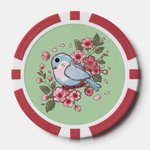 Jetons De Poker Joli bleu de printemps et aquarelle de fleurs de c
