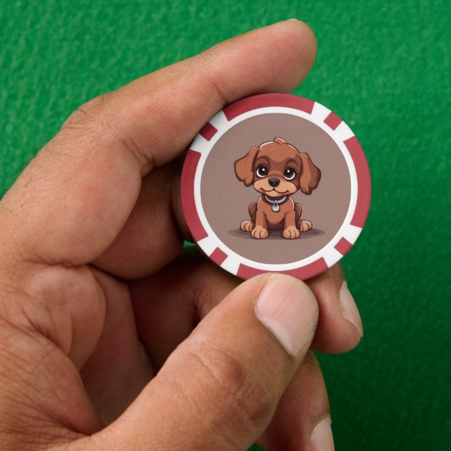 Jetons De Poker Joli chiot brun (main)