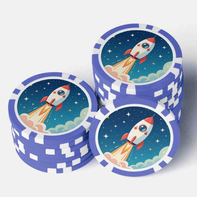 Jetons De Poker Joli fusée spatiale qui décolle (Empiler)