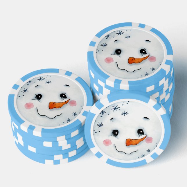 Jetons De Poker Joli Noël Vacances Aquarelle Snowman visage (Empiler)
