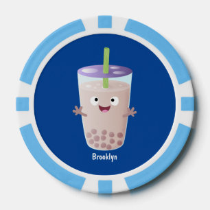 Jetons De Poker Joli personnage de dessin animé boba thé bulle