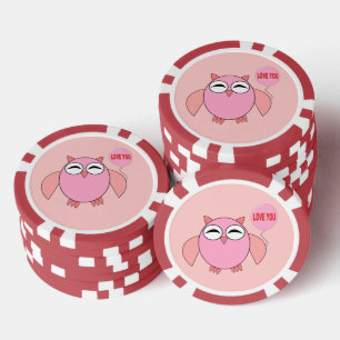 Jetons De Poker Joli Rose amour vous hibou