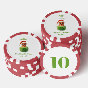 Jetons De Poker Joli salami surprend Noël dans du vert moelleux