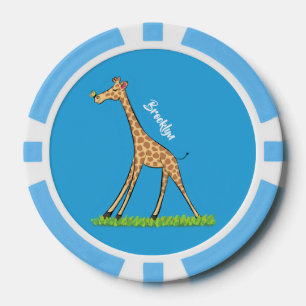 Jetons De Poker Jolie girafe avec dessin animé de papillon