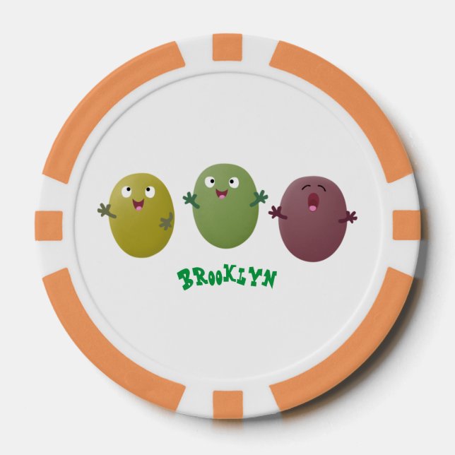 Jetons De Poker Jolie olives joyeux chantant dessin animé (Recto)