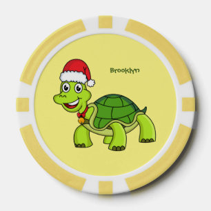 Jetons De Poker Jolie tortue en chapeau de Père Noël