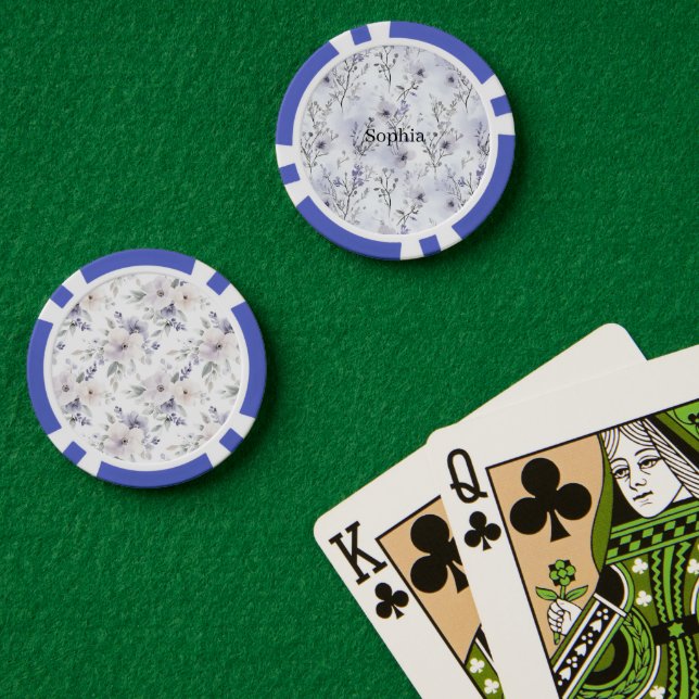 Jetons De Poker Jolies Fleurs Violettes   (Table de poker (double))