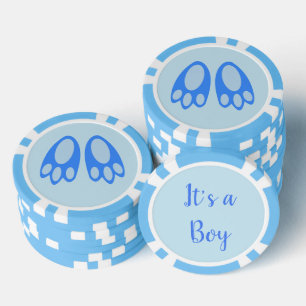 Jetons De Poker Jolis pieds de lapin bleu bébé garçon Pâques perso