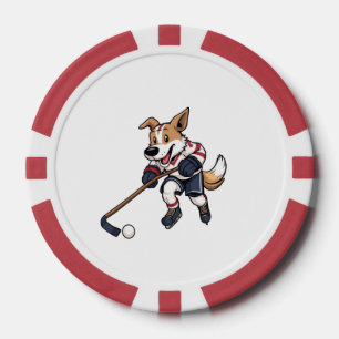 Jetons De Poker Joueur de hockey sur chien