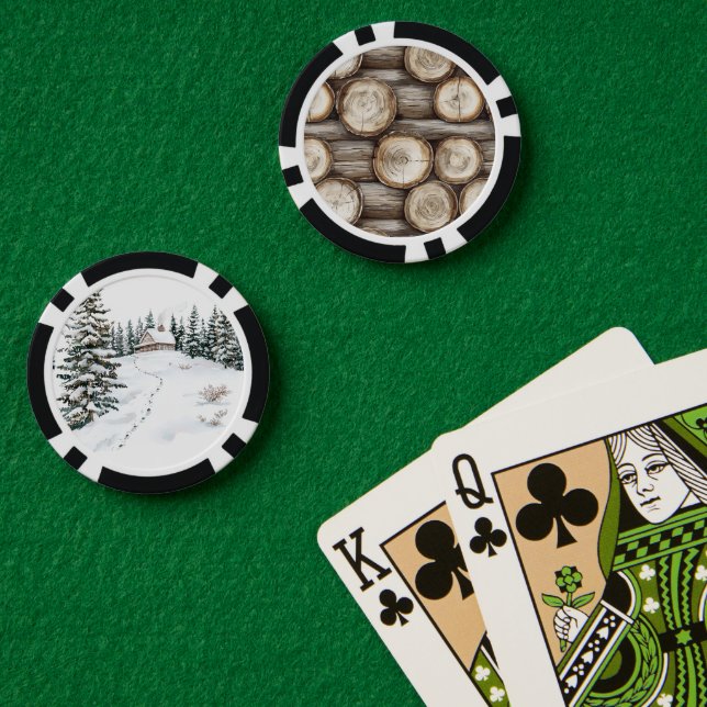 Jetons De Poker Journaux de cabane de Noël d'hiver (Table de poker (double))