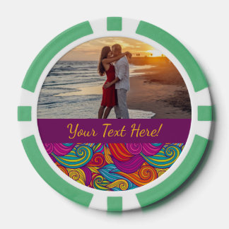 Jetons De Poker Joyau coloré rétro Tone Tourbillonnant Wave Motif