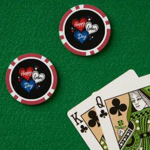 Jetons De Poker Joyeuse fête du Travail Patriotes Cœurs Rouge Blan