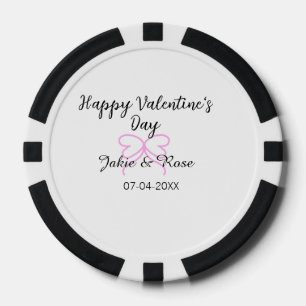 Jetons De Poker Joyeuse Saint-Valentin cœur rose ruban nom date st