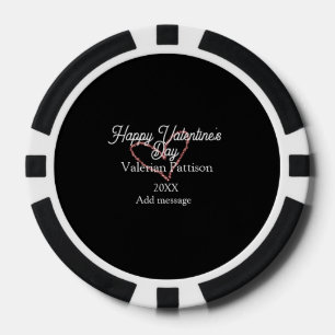 Jetons De Poker Joyeuse Saint-Valentin cœur rouge paillettes noir