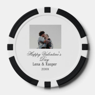 Jetons De Poker Joyeuse Saint-Valentin couple photo moderne simple