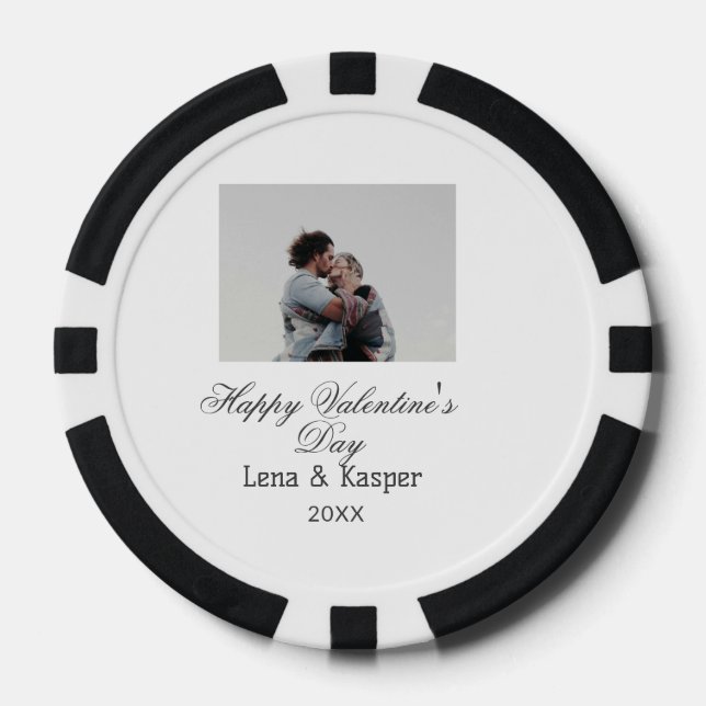 Jetons De Poker Joyeuse Saint-Valentin couple photo moderne simple (Recto)