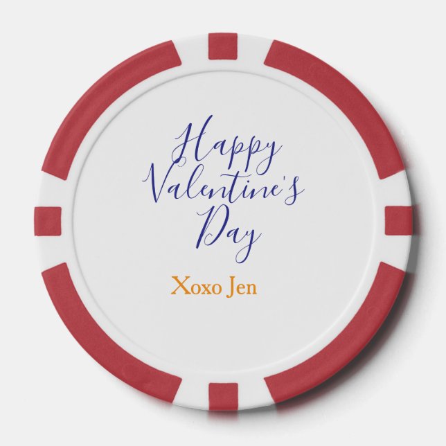 Jetons De Poker Joyeuse Saint-Valentin rose violet xoxo amour nom  (Recto)
