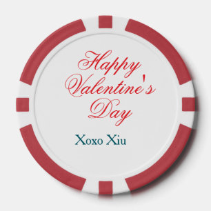 Jetons De Poker Joyeuse Saint-Valentin rouge bleu xoxo amour nom