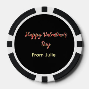 Jetons De Poker Joyeuse Saint-Valentin rouge noir de nom stylé