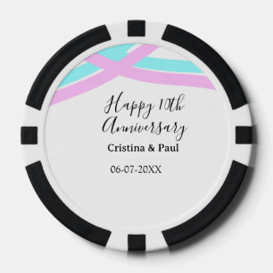 Jetons De Poker Joyeux 10e anniversaire de mariage simple nom mini