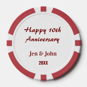 Jetons De Poker Joyeux 10ème anniversaire de mariage mauve nom sim