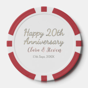 JETONS DE POKER JOYEUX 20E ANNIVERSAIRE DE MARIAGE NOM ROSE GRIS P