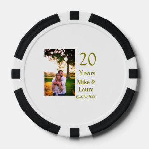 Jetons De Poker Joyeux 20e anniversaire nom du couple date or