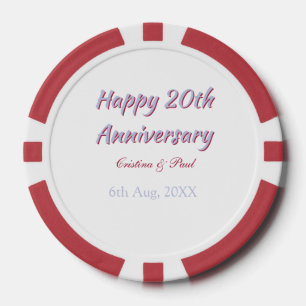 Jetons De Poker Joyeux 20e anniversaire NOMS DE MARIAGE MARON VIOL