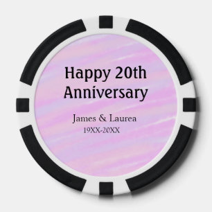 Jetons De Poker Joyeux 20e anniversaire rose violet pastel nom bol