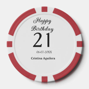Jetons De Poker Joyeux 21e anniversaire lettre gras nom simple min