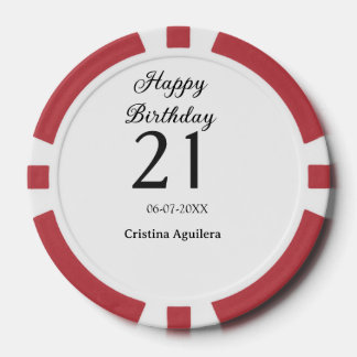 Jetons De Poker Joyeux 21e anniversaire lettre gras nom simple min