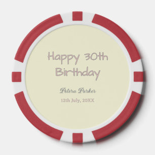 Jetons De Poker joyeux 30e anniversaire rose jaune gris pastel nom