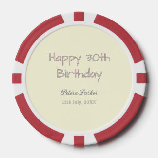 Jetons De Poker joyeux 30e anniversaire rose jaune gris pastel nom