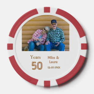 Jetons De Poker Joyeux 50e anniversaire nom couple date mariage