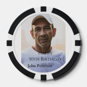 Jetons De Poker Joyeux 50e anniversaire nom photo année homme simp