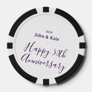 Jetons De Poker Joyeux 50e anniversaire nom violet année simple