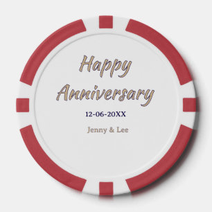 Jetons De Poker joyeux anniversaire marron gris nom date couple mo