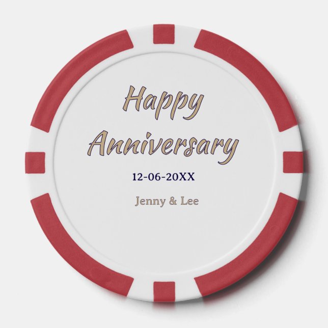 Jetons De Poker joyeux anniversaire marron gris nom date couple mo (Recto)
