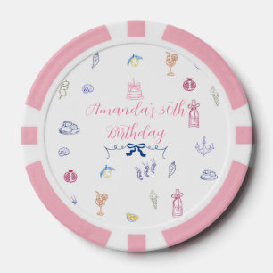 Jetons De Poker Joyeux Anniversaire Minimaliste Italien Mignon