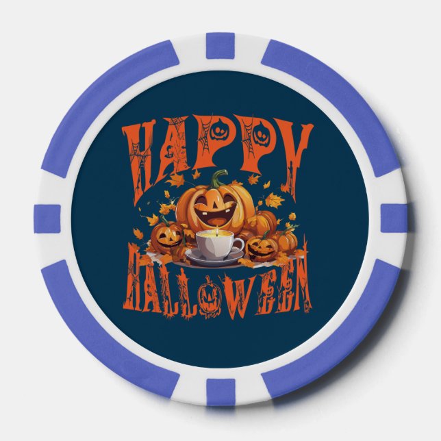 Jetons De Poker Joyeux Groupe Halloween De Joyeux Jack-O-Lanterns (Recto)