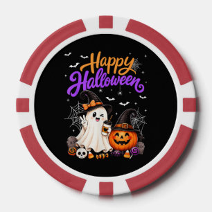 Jetons De Poker Joyeux Halloween Gentil Fantôme Citrouille Effraya