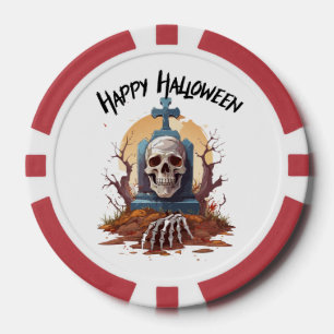 Jetons De Poker Joyeux Halloween Tête de Pierre et Squelette