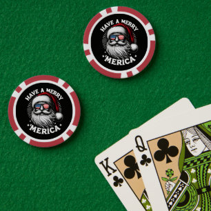 Jetons De Poker Joyeux Merica Père Noël Patriotique