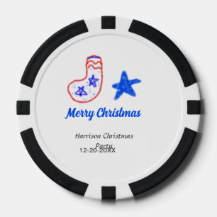 Jetons De Poker Joyeux Noël étoile bleue chaussettes rouges nom da