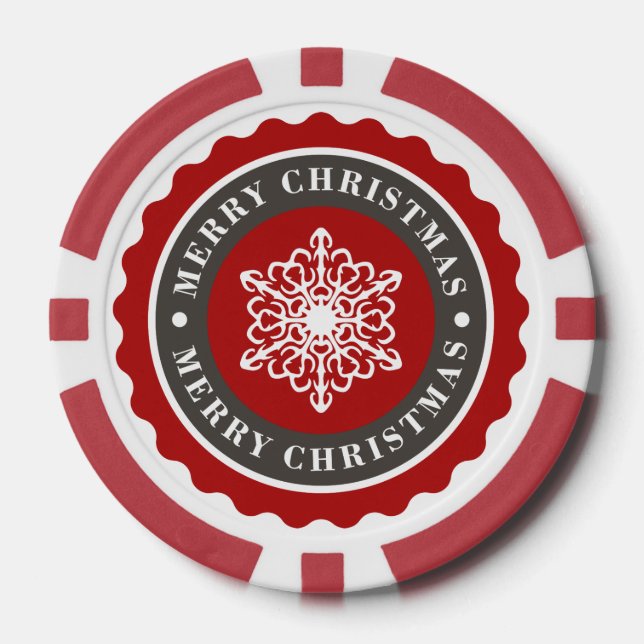 Jetons De Poker Joyeux Noël Flambeau de neige (Recto)