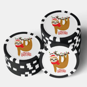 Jetons De Poker Joyeux Noël Gentil Paresseux de Fête