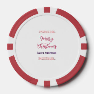 Jetons De Poker joyeux noël rouge rose paillettes lignes nom rétro