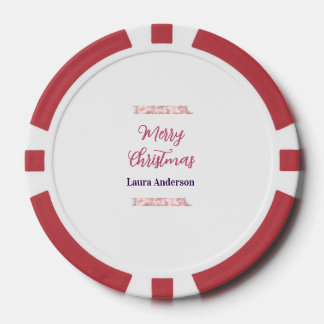 Jetons De Poker joyeux noël rouge rose paillettes lignes nom rétro