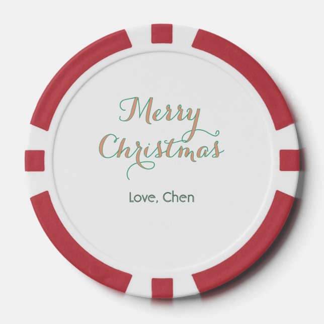 Jetons De Poker joyeux noël rouge vert nom amour stylé moderne (Recto)
